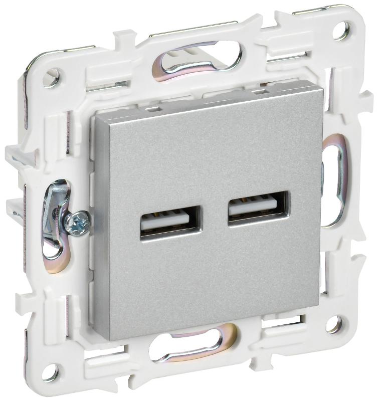 SKANDY Розетка USB A+A 3,1А SK-R15S серебряный  | SK-U21-D31-K23 | IEK — IEK (ИЭК)