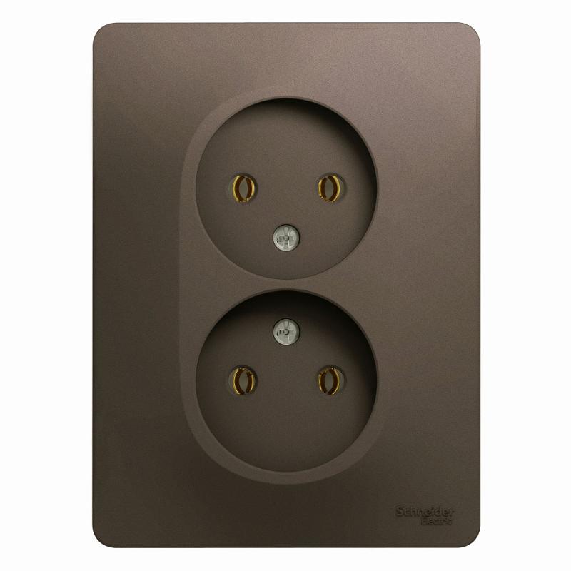 Glossa Шоколад Розетка 2-ая без заземления, 16А (в сборе) | GSL000820 | SE — Systeme Electric