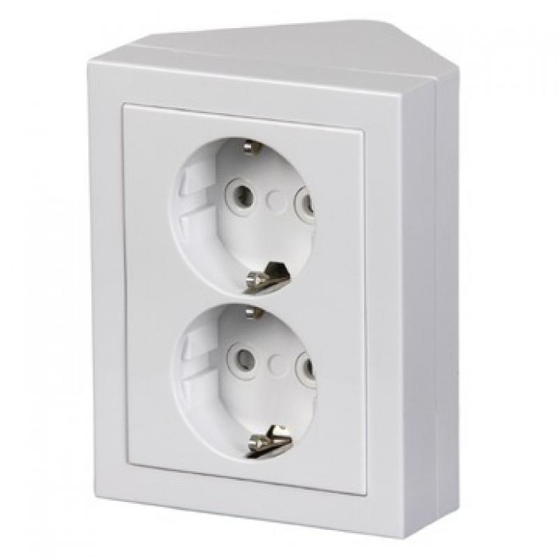 Розетка двойная Schuko, угловая, белая | 402EE-84  | 2TKA00001610 | ABB — ABB