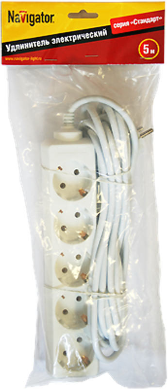 Удлинитель 94 187 NPE-S-05-500-E-3x1 с/з 5 гн. 5м |94187 |Navigator — Navigator