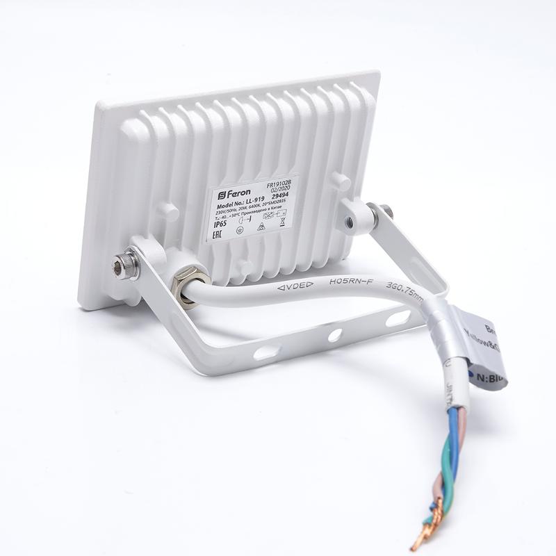 Прожектор светодиодный LL-919 2835 SMD 20W 6400K IP65 AC220V/50Hz, белый 114*121*26 мм | 29494 | FERON — миниатюра 3
