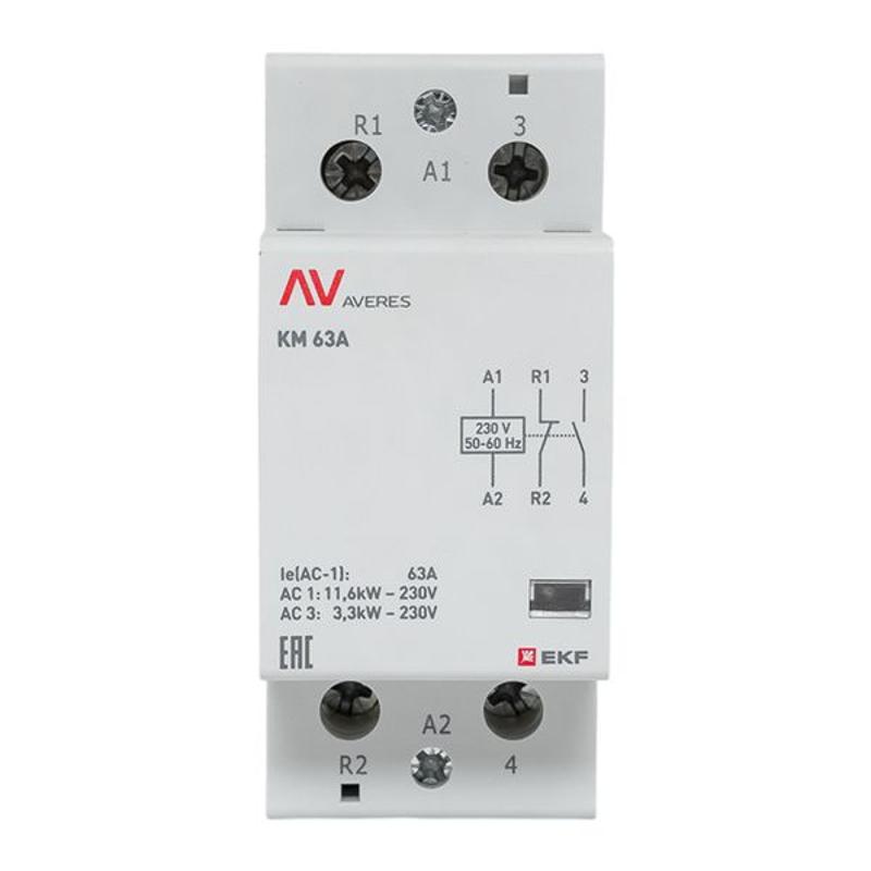 Контактор модульный КМ 63А 1NC+1NO 230VAC (2 мод.) AVERES | km-av-2-63-11-230V | EKF — миниатюра 3