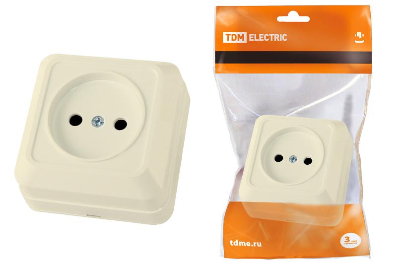 Розетка 2П открытой установки IP20 10А, сл. кость "Ладога"  | SQ1801-0014 | TDM — TDM ELECTRIC