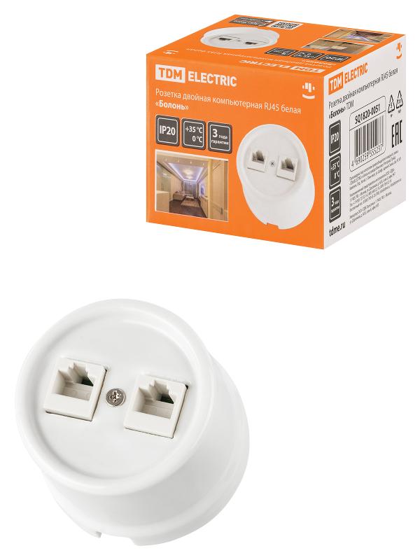 Розетка двойная компьютерная RJ45 белая «Болонь» |SQ1820-0053|TDM — TDM ELECTRIC