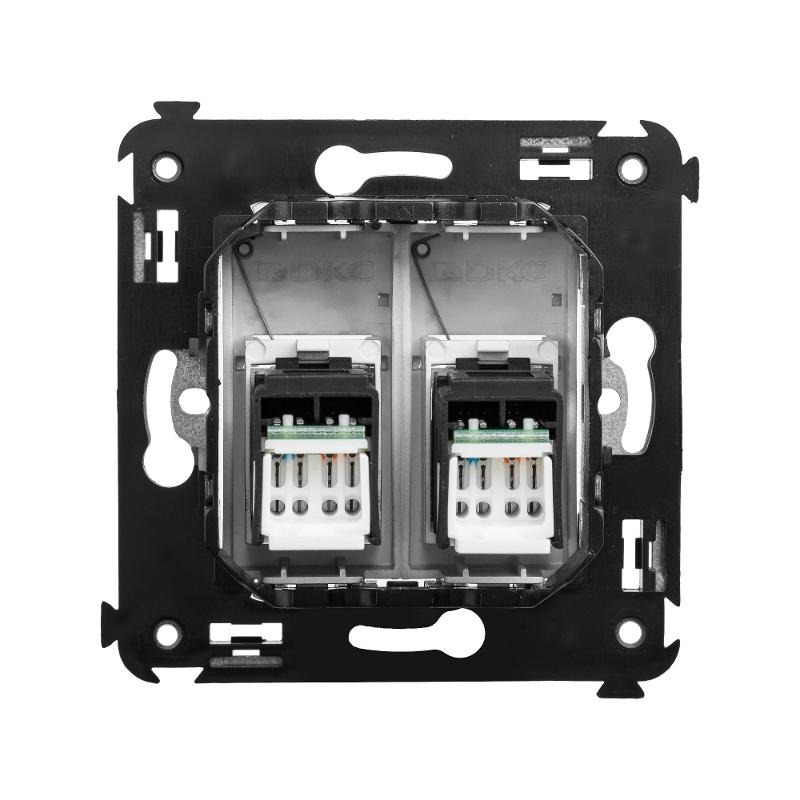 Компьютерная розетка RJ-45 в стену, кат.5e двойная, "Avanti","Закаленная сталь" | 4404464 | DKC — миниатюра 6