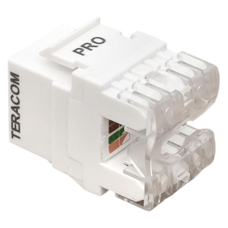 Модуль Keystone TERACOM PRO Cat.6 RJ-45 неэкранированный 110 IDC 180 градусов белый | TRP-KSTN-180D-6UTP-WH | EKF — миниатюра 2