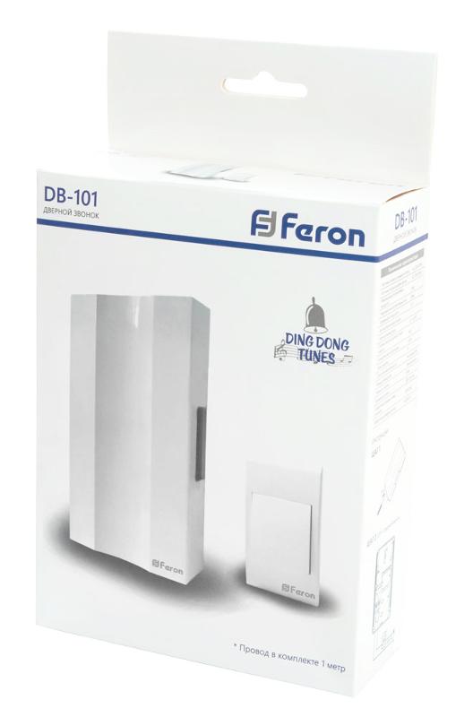 Звонок с кнопкой электромеханический проводной, 230V белый, DB-101 | 41504 | FERON — миниатюра 3