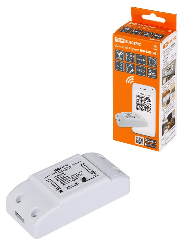 Умное Wi- Fi реле ВФ- МК1-01 (10А, 1 канал, IP20) с прилож. TDM Wi- Fi Life TDM — TDM ELECTRIC