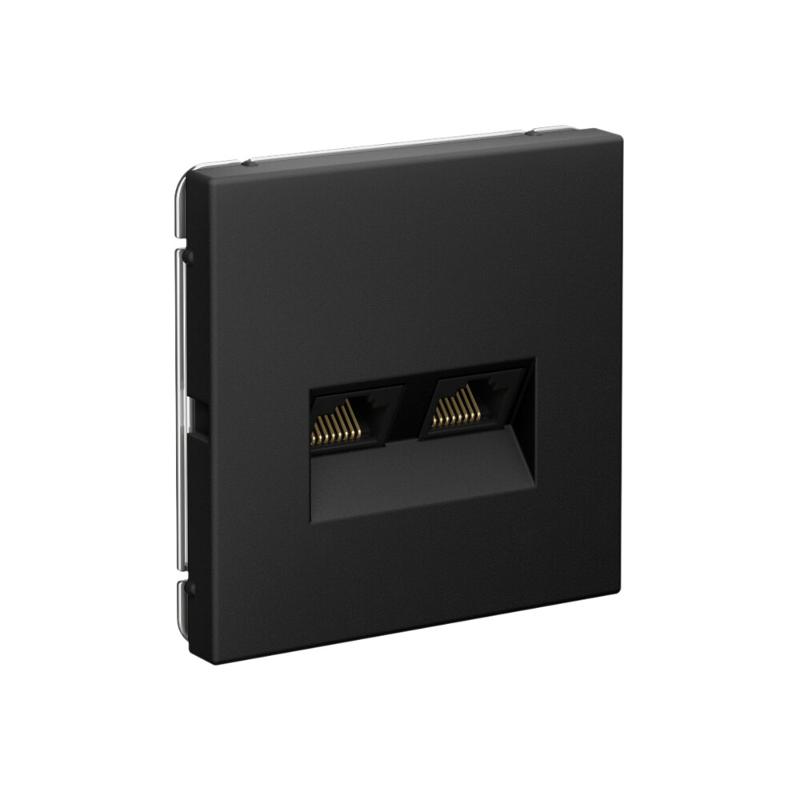 ArtGallery Карбон Розетка двойная компьютерная RJ45+RJ45, кат.6А, механизм | GAL001088 | SE — миниатюра 2