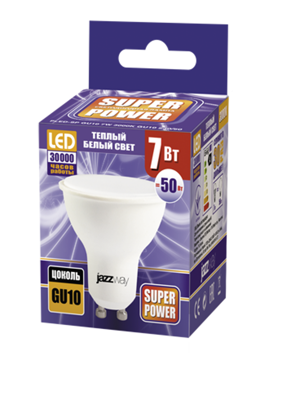 Лампа светодиодная LED 7Вт GU10 220В 3000К PLED- SP отражатель (рефлектор) | 1033550 | Jazzway — миниатюра 2
