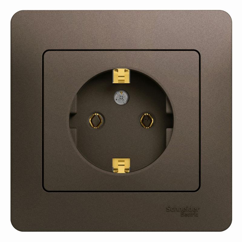 Glossa Шоколад Розетка с заземлением, 16А (в сборе) | GSL000842 | SE — Systeme Electric
