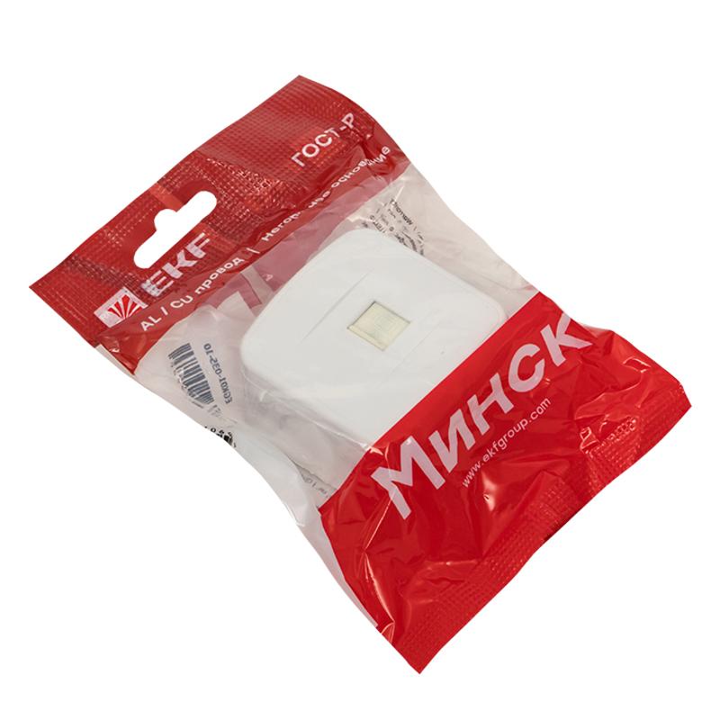 Минск Розетка RJ-45 1-местная, ОП  1А, 120В, белая EKF Basic | EGK01-035-10 | EKF — миниатюра 6
