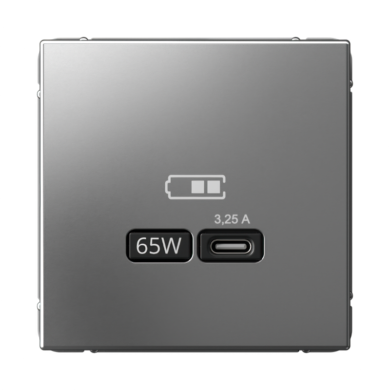 ArtGallery Сталь Розетка USB тип-С 65Вт высокоскор.заряд. QC, PD, механизм | GAL000927 | SE — Systeme Electric