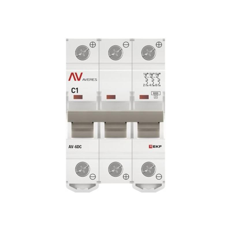Выключатель автоматический трехполюсный AV-6 DC 1А C 6кА AVERES | mcb6-DC-3-01C-av | EKF — миниатюра 15