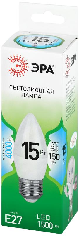 Лампа светодиодная  GREEN LINE LED B35-15W-840-E27 GL E27 15 Вт свеча яркий белый свет | Б0067115 | ЭРА — миниатюра 5