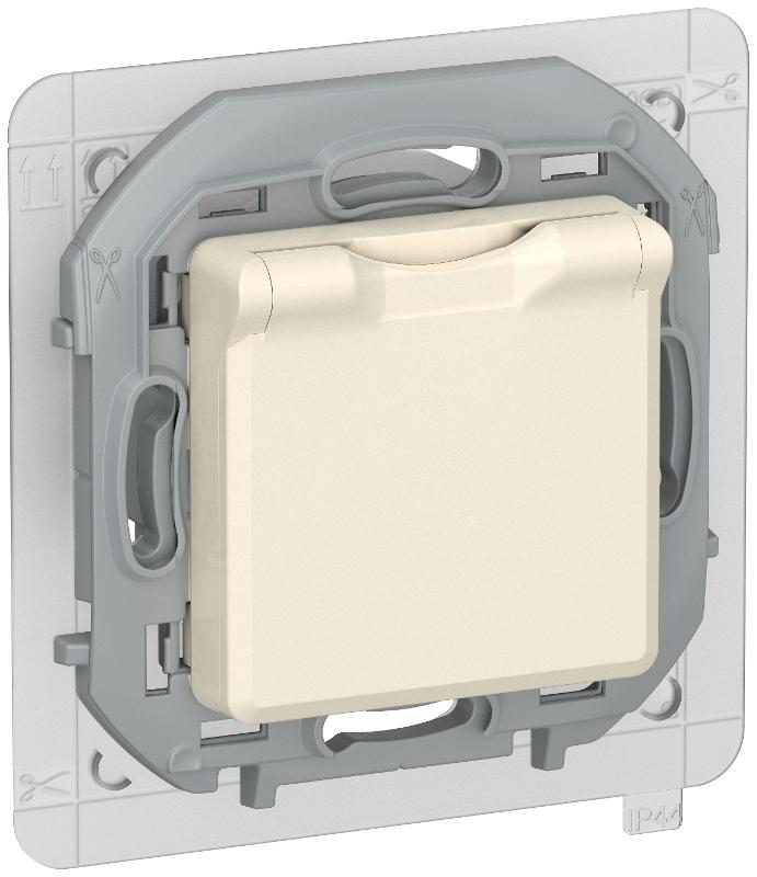 Inspiria Слоновая кость Розетка с заземлением со шторками с кр. 16А IP44  | 6737411 | IEK — IEK (ИЭК)