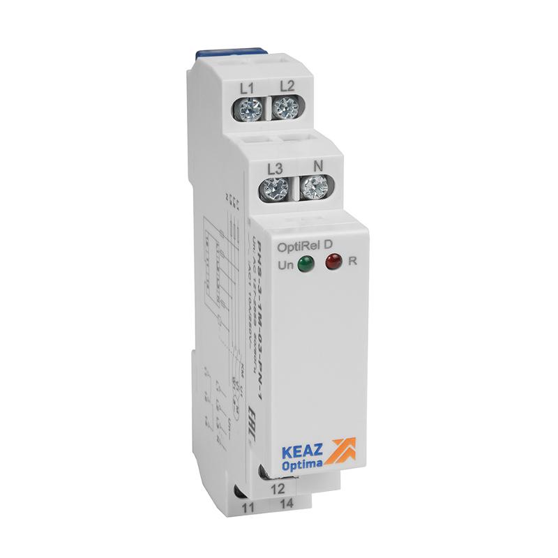 Реле контроля фаз OptiRel D PHS-3-1M-03-PN-2 чередования обрыва фаз 3Ф+N 2СО | 331993 | КЭАЗ — КЭАЗ (Курский электроаппаратный завод)