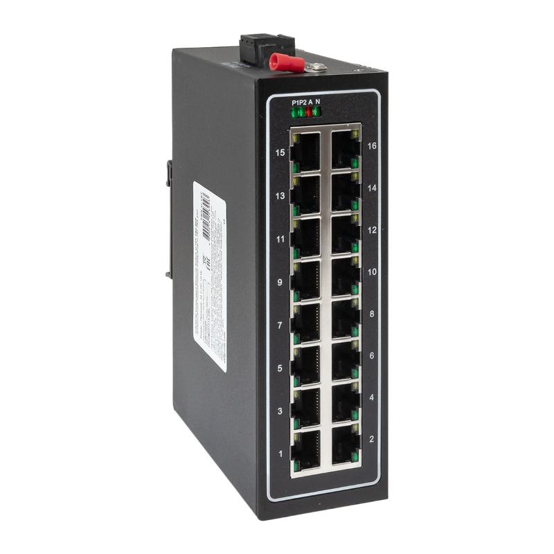 Промышленный неуправляемый коммутатор U-16T, 16 портов 10/100Base-T(X) RJ45, монтаж на динрейку TSX |TSX-U-16T|EKF — EKF