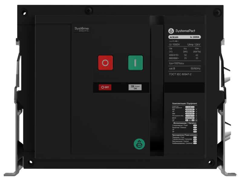 ВОЗДУШНЫЙ ВЫКЛ.-РАЗЪЕД. SYSTEMEPACT ACB16NA 1000А 3P СТАЦ,ГП MCH+MX+XF AC230V | SPA16NA103FHNN54RU | SE — фото 1 | Sento