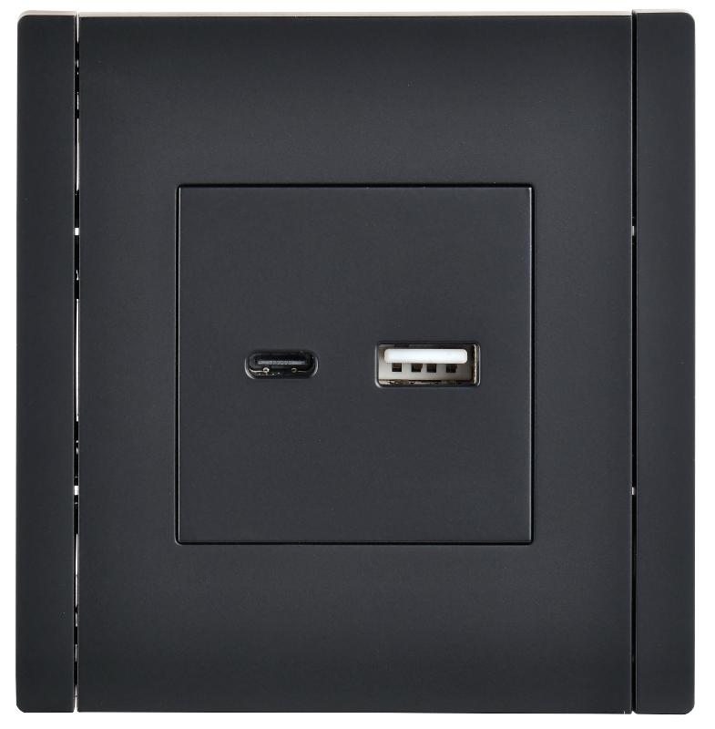 FORTE&PIANO Розетка USB A+C 18Вт FP151 черный | FP-U22-018-K02 | IEK — миниатюра 2