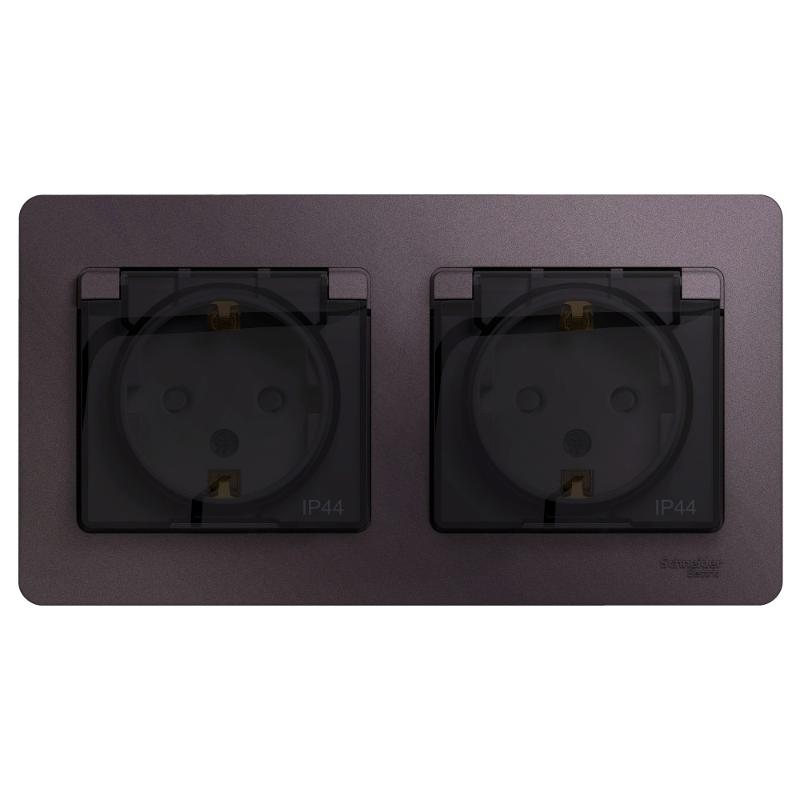 Glossa Сиреневый туман Розетка 2-ая с з/к,со шторками (в сборе), IP44 | GSL001447 | SE — миниатюра 2