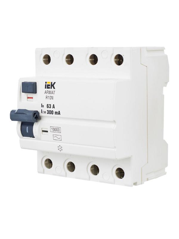Выключатель дифференциальный (УЗО) R10N 4P 63А 300мА тип AC ARMAT | AR-R10N-4-063C300 | IEK — миниатюра 8
