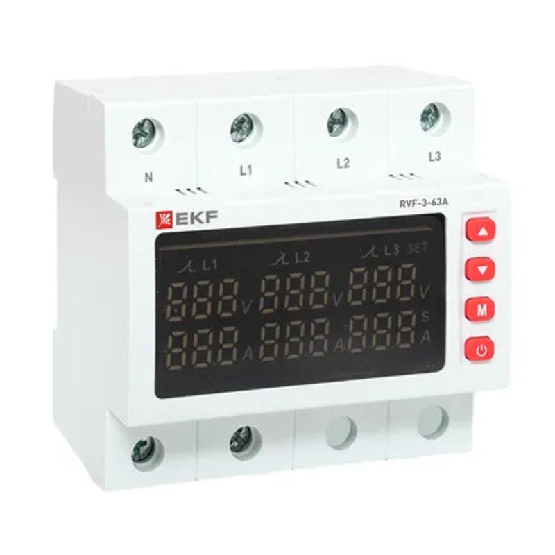 Реле выбора фаз с дисплеем RVF-3-63А PROxima | RVF-3-63a | EKF — EKF
