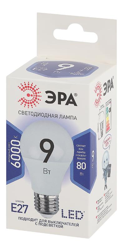 Лампа светодиодная СТАНДАРТ LED A60-9W-860-E27 (диод, груша, 9Вт, хол, E27) | Б0032248 | ЭРА — миниатюра 2