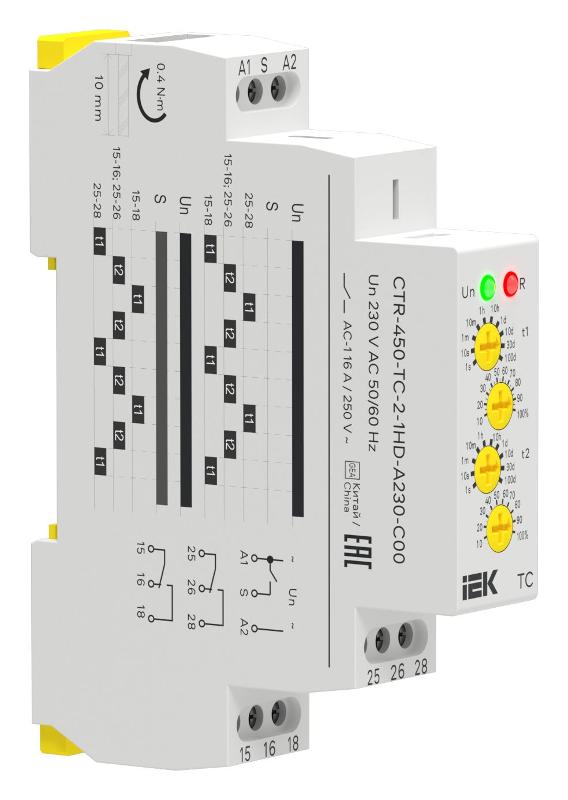 Реле циклическое TC реверс. 2 конт. 230В AC | CTR-450-TC-2-1HD-A230-C00 | IEK — миниатюра 1