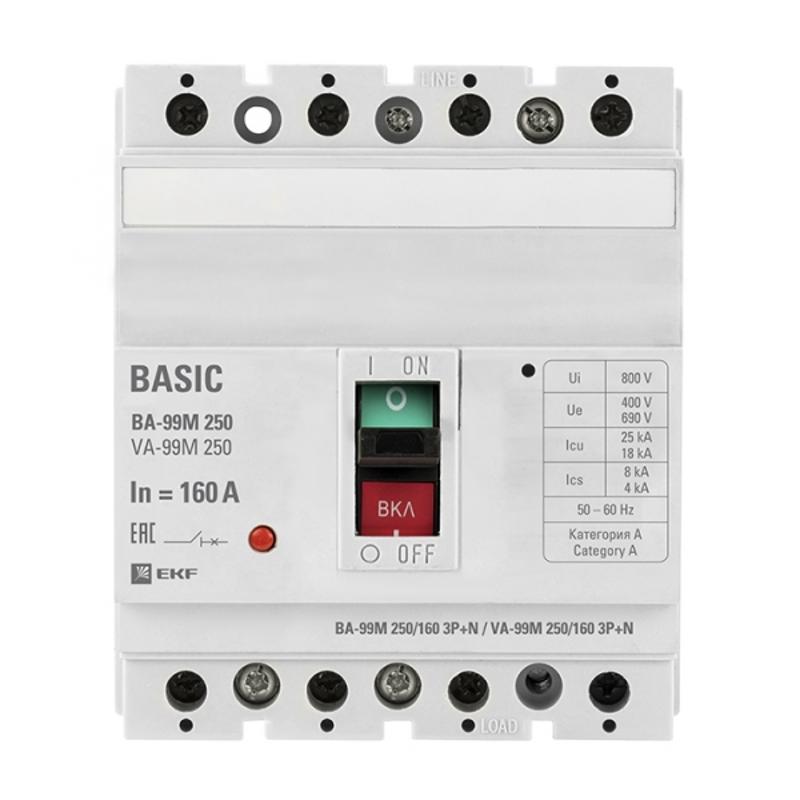 Выключатель автоматический ВА-99М 250/160А 3P+N 25кА EKF Basic | mccb99-250-160m-4P | EKF — EKF