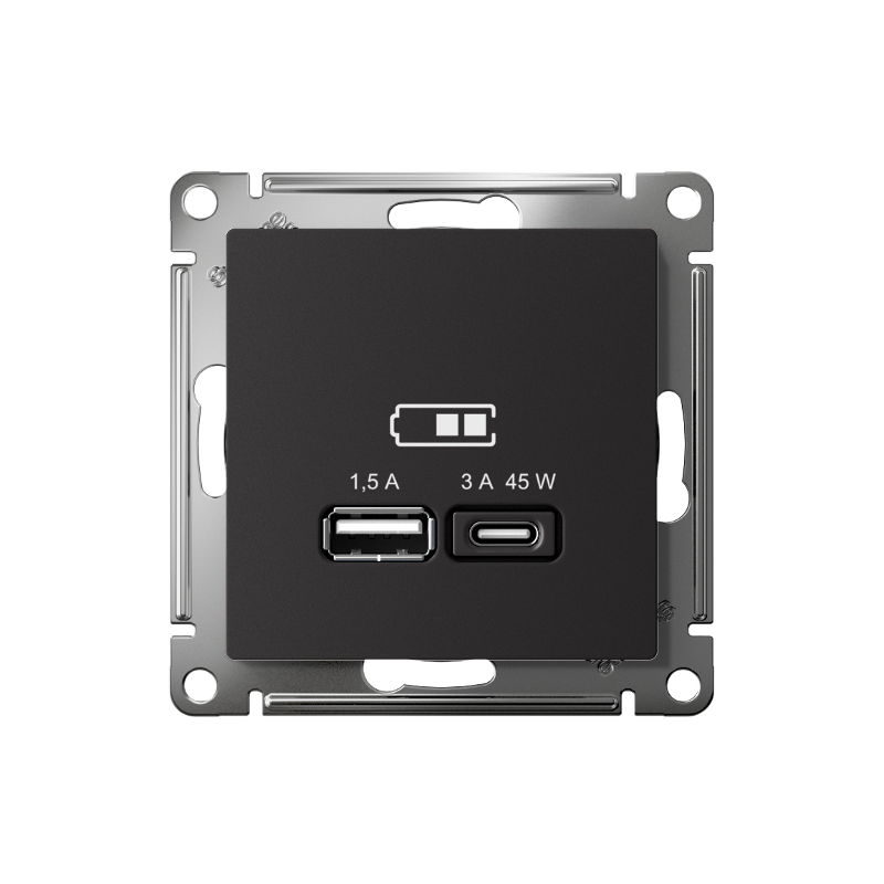 AtlasDesign Карбон USB Розетка A + тип-C 45W высокоскоростной заряд QC PD | ATN001029 | SE — миниатюра 2