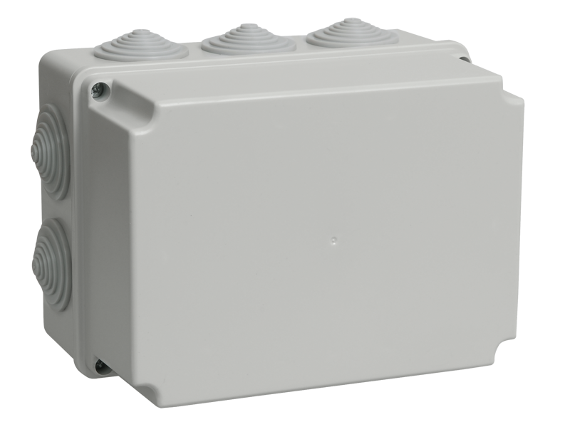 Коробка распределительная КМ41246 для о/п 190х140х120мм IP55 (RAL7035, 10 гермовводов) | UKO10-190-140-120-K41-55 | IEK — миниатюра 2