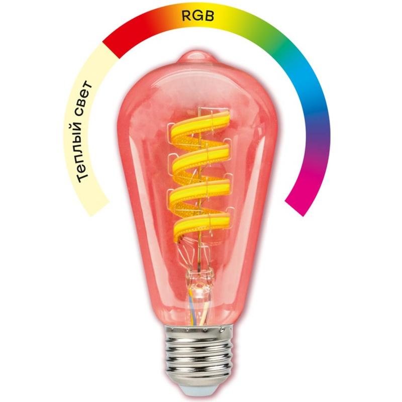 Умная лампа филаментная RGB лампа E27 ST64 | slwf-e27-st64-fil-rgbw | EKF — миниатюра 2