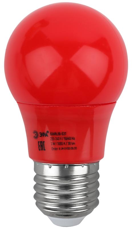 Лампы cветодиодные ERARL50-E27 LED A50-3W-E27 (диод. груша красн., 13SMD, 3W, E27, для белт-лайт) (10/100/4500) | Б0049580 | ЭРА — миниатюра 5