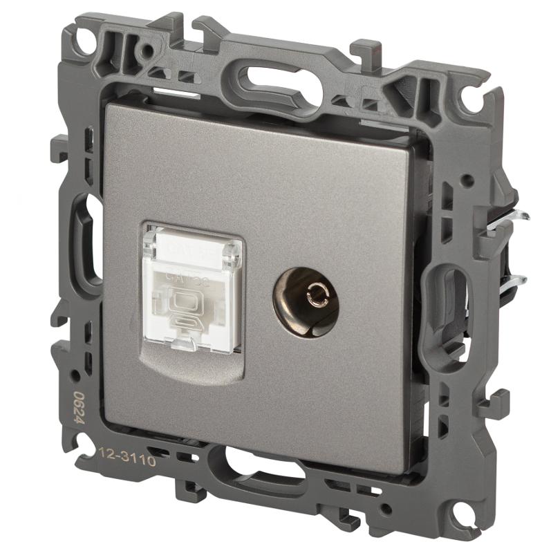 Розетка ЭРА Серия 12 12-3110-16 комбинированная RJ45+TV, титан  | Б0065646 | ЭРА — миниатюра 3