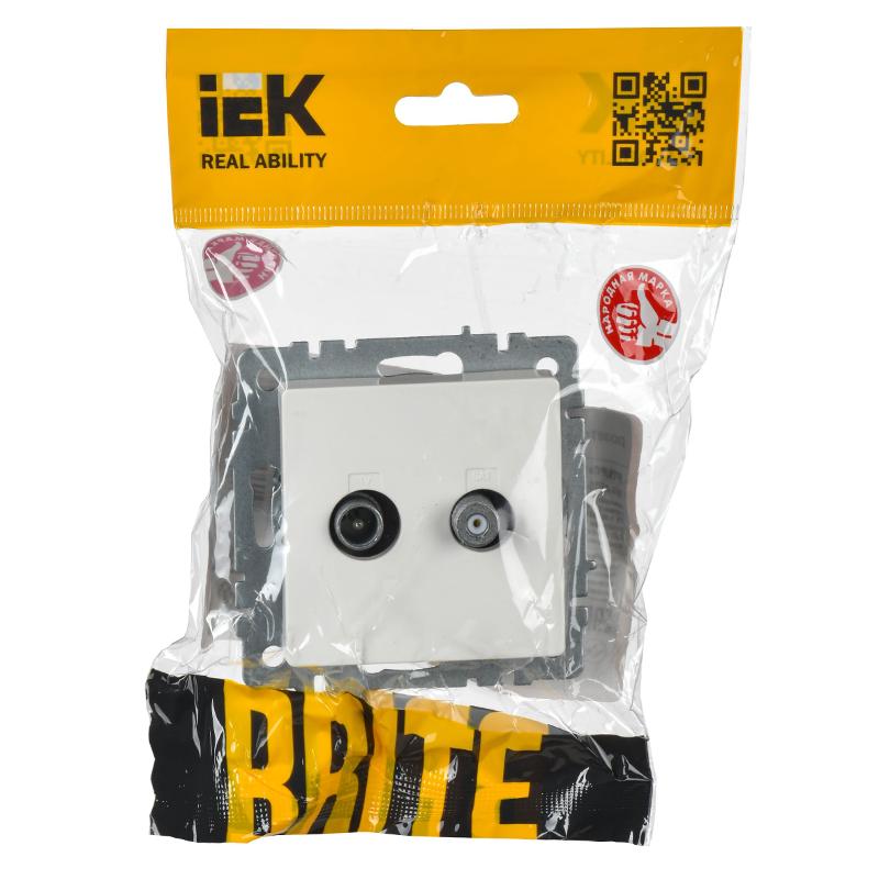 BRITE Розетка двойная TV+SAT РТВ/РСп12-БрБ белый  | BR-AF20-O-K01 | IEK — миниатюра 2