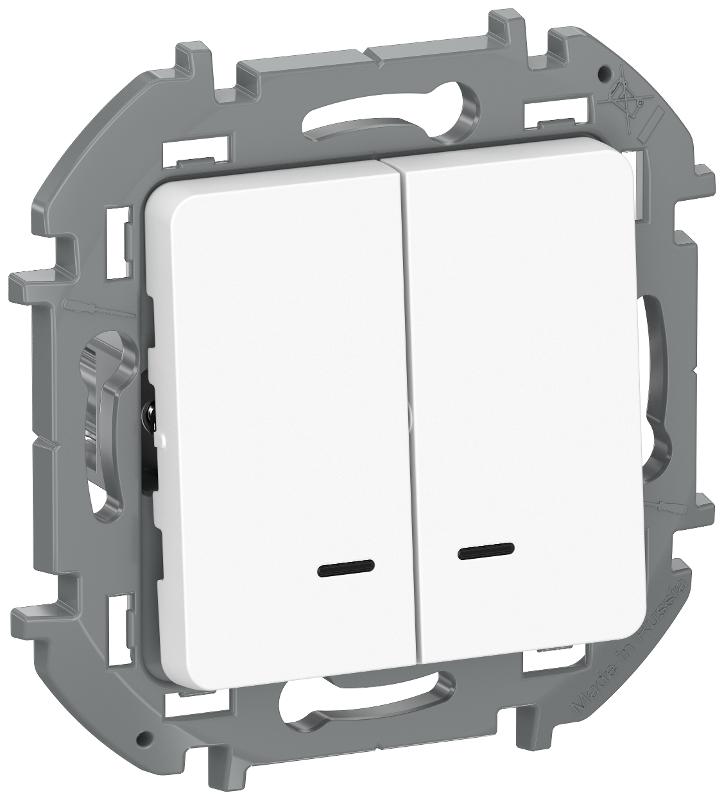 Inspiria Белый Выключатель 2-клавишный с подсветкой сх5L 10АХ быстрозажимные клеммы  | 6736301 | IEK — IEK (ИЭК)