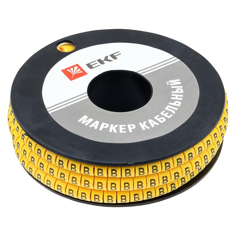 Маркер-кабельный 4,0кв.мм "B" (500шт.) (ЕС-2) EKF PROxima | plc-KM-4-B | EKF — миниатюра 2