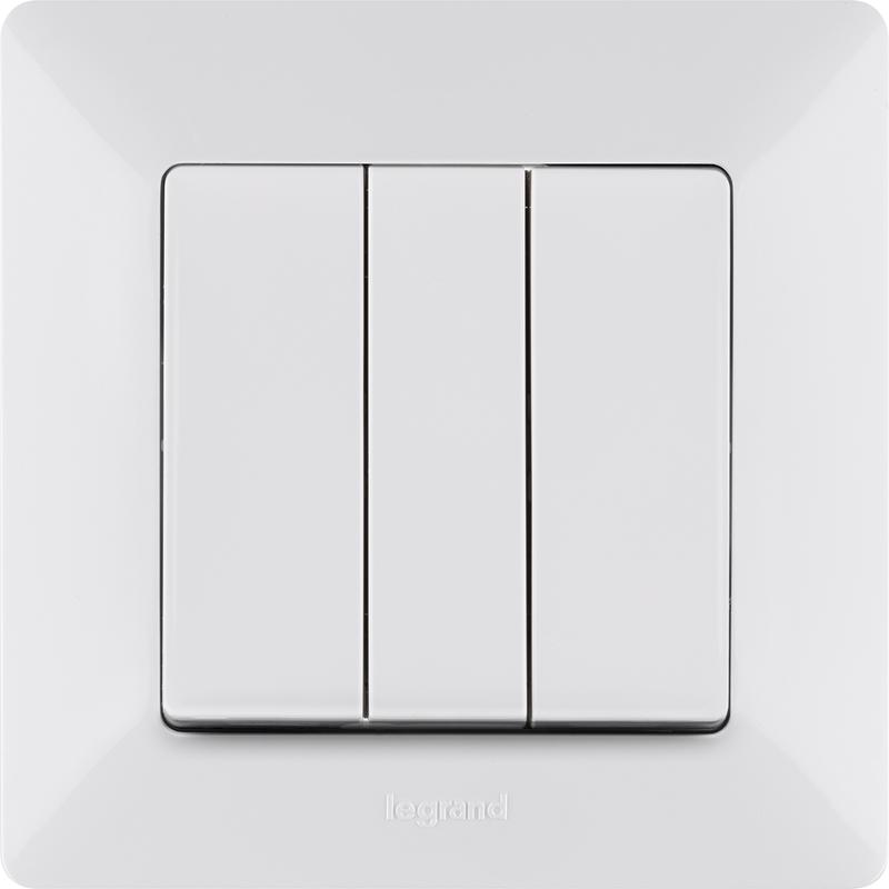 Valena LIFE DIY Белый Выключатель 3-клавишный 10А 250В — миниатюра 4