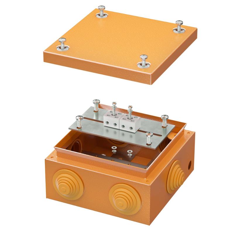 Коробка распределительная стальная FS огн., IP55,150х150х80мм,4р, 450V,6A, 4мм.кв. с кабельными вводами и клеммниками | FSB31404 | DKC — DKC (ДКС)