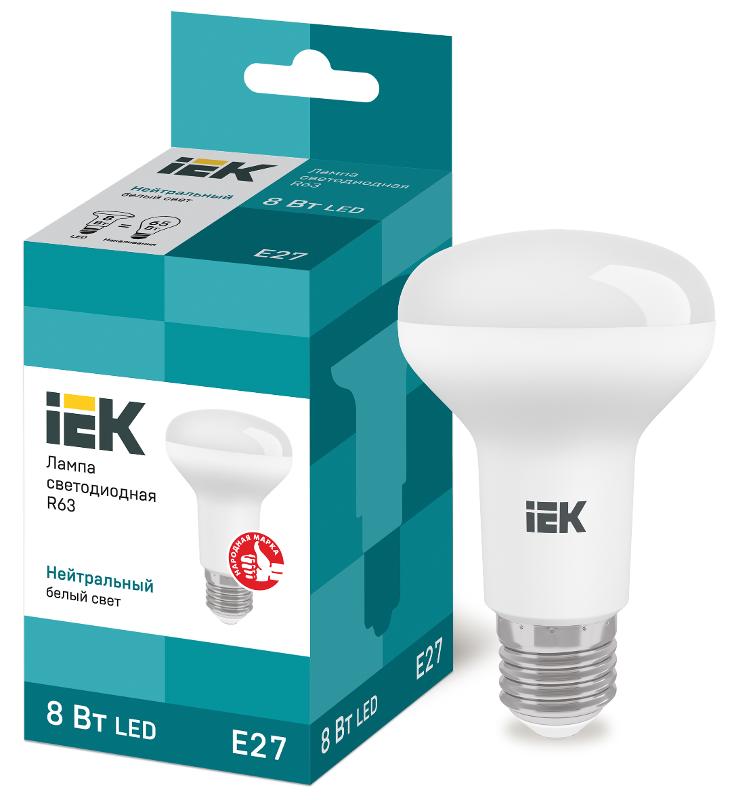 Лампа светодиодная LED 8Вт Е27 220В 4000К R63 рефлектор | LLE-R63-8-230-40-E27 | IEK — миниатюра 1