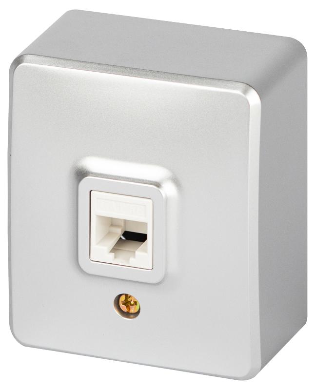 Розетка ЭРА Эксперт 11-3203-03 информационная RJ45, IP20, ОУ, Алюминий | Б0063009 | ЭРА — миниатюра 1