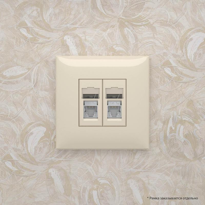 Розетка RJ-45 в стену, 5e двойная экранированная, Avanti, "Ванильная дымка" | 4405364 | DKC — миниатюра 5