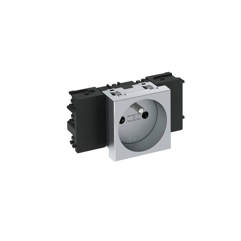 Розетка одинарная 0° Modul45connect франц. стандарт, 250 В, 16A (серебристый) (STD-F0C AL1) | 6120542 | OBO Bettermann — OBO Bettermann