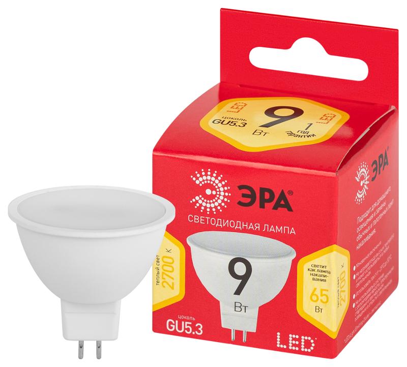 Лампа светодиодная RED LINE LED LED MR16-9W-827-GU5.3 R 9 Вт софит теплый белый свет | Б0054239 | ЭРА — ЭРА (Энергия света)