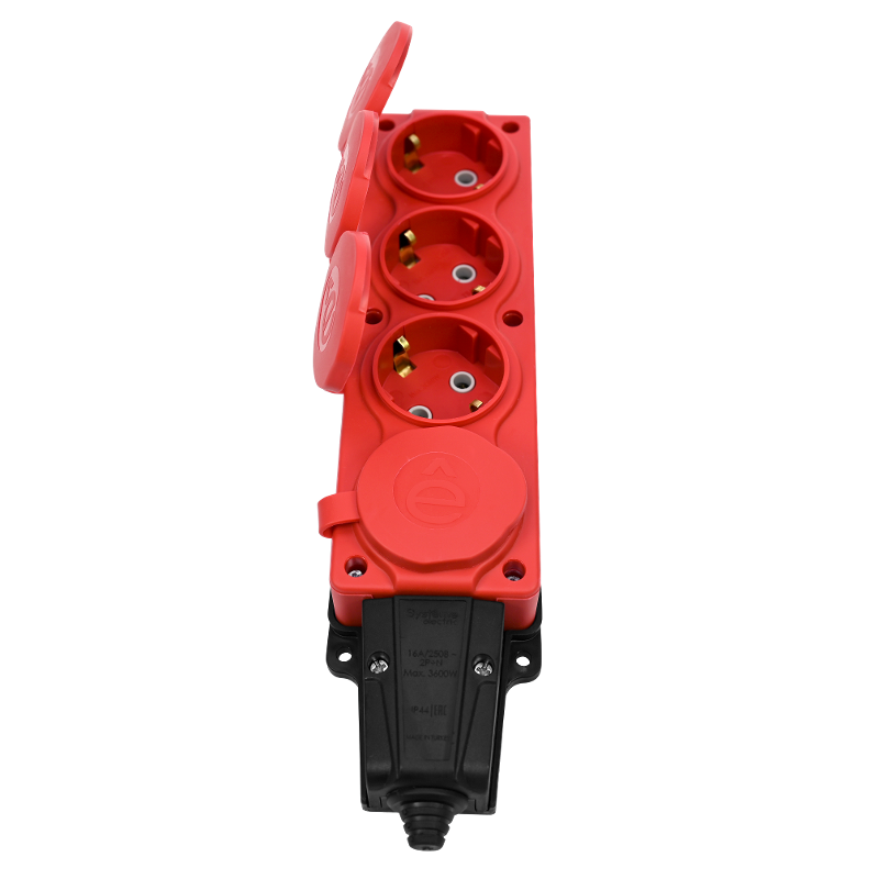 Колодка 4 гнезда 2К+З каучуковая 16А/250В IP44 Красная MultiSet | MST4124RD | SE — миниатюра 7
