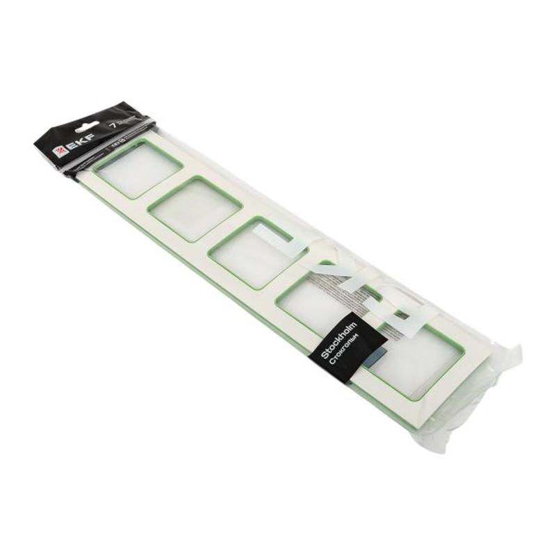 Стокгольм Рамка 5-местная белая с линией цвета зеленый | EXM-G-306-20 | EKF — миниатюра 6