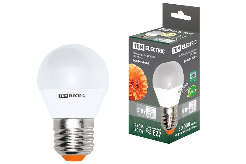 Лампа светодиодная LED 5Вт Е27 220В 3000К FG45 шар | SQ0340-0009 | TDM — TDM ELECTRIC