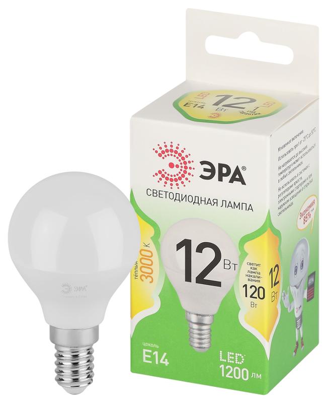Лампа светодиодная  GREEN LINE LED P45-12W-830-E14 GL E14 12 Вт шар теплый свет | Б0067042 | ЭРА — миниатюра 1