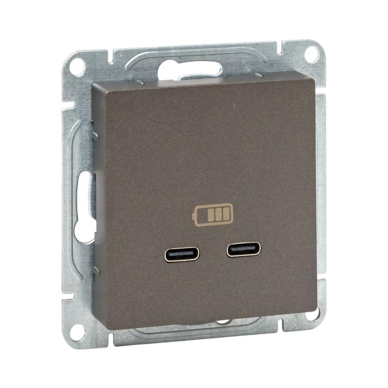 Механизм розетки USB-C - 2шт, мокко Эпика  |UP1-SOM-2USBC| EKF — EKF